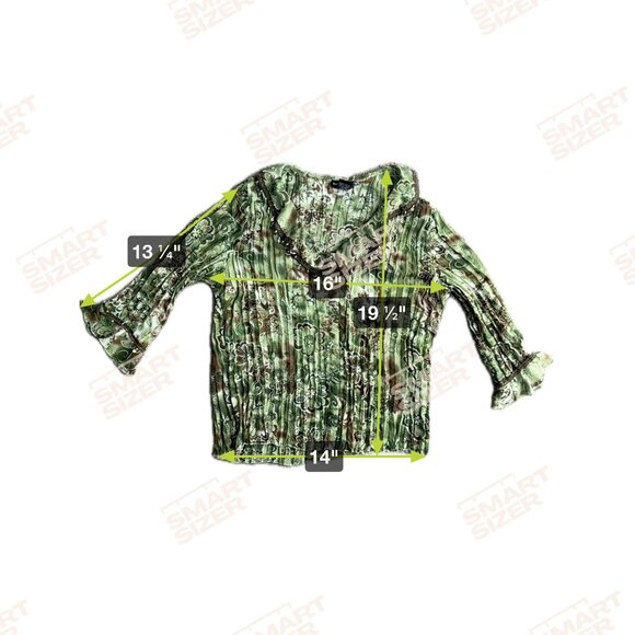 Vtg Bay Studio Green Floral Blouse L Sequins Lace Fairy Goblin Core‎ Peter Pan - Picture 2 of 8